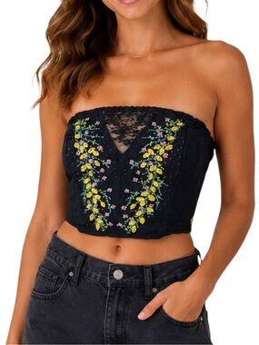 Free People | Intimately FP Beaded Floral Smocked Tube Top - Size Medium